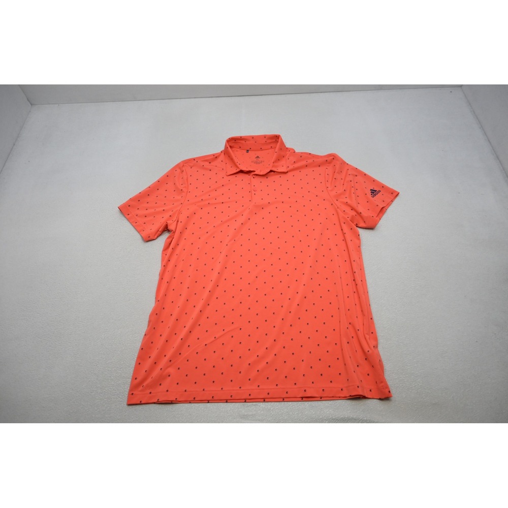 Adidas Golf Polo Men XL Orange Palm Tree Print Primegreen Performance Shirt - Picture 5 of 11